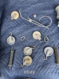 Vintage Boat Cable Steering Parts Lot Pulley Wheel Springs Brackets Outboard