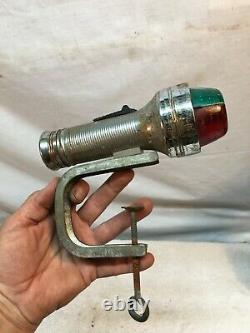 Vintage Boat Navigation Red / Green Bow Lights Clamp on Flashlight Parts Repair