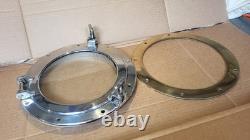 Vintage Boat Parts Cromed Porthole Window, Bronze Trim Ring Good Used Condition