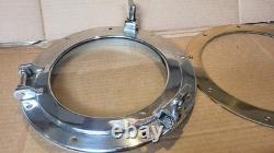Vintage Boat Parts Cromed Porthole Window, Bronze Trim Ring Good Used Condition
