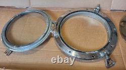 Vintage Boat Parts Cromed Porthole Window, Bronze Trim Ring Good Used Condition