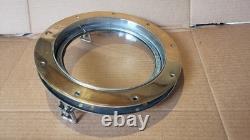 Vintage Boat Parts Cromed Porthole Window, Bronze Trim Ring Good Used Condition