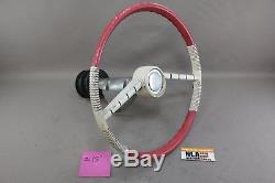 Vintage Boat Pulley Drum Steering Wheel Helm Sea King Cable Outboard White Red