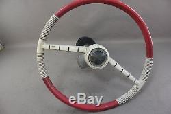 Vintage Boat Pulley Drum Steering Wheel Helm Sea King Cable Outboard White Red