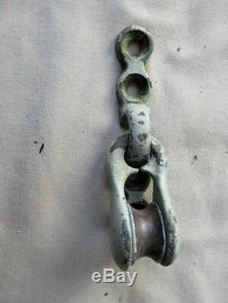 Vintage Boat, Ship Parts, BRONZE PULLEY & MOUNTING PLATE, 3 3/4 Long