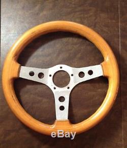 Vintage Boat Wood Steering Wheel Made In Italy 14 Rare 5 Screw Pontoon Marine