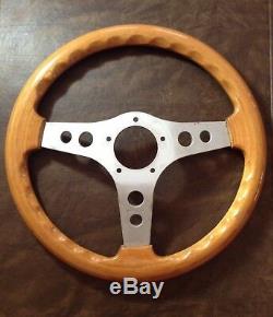 Vintage Boat Wood Steering Wheel Made In Italy 14 Rare 5 Screw Pontoon Marine