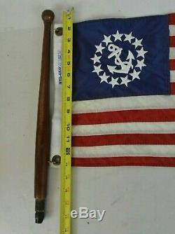 Vintage Boat Yacht Nautical Anchor USA Flag 20 Mahogany Wood Pole Chris Craft