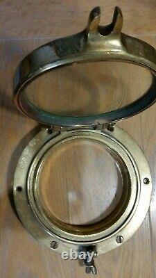 Vintage Brass Port Hole 6 Ship Window 9 Including Frame Maritime Boat Parts