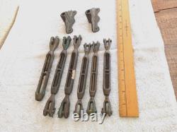 Vintage Brass Turnbuckles & 2 Brass Brackets Sailing/Boating Parts