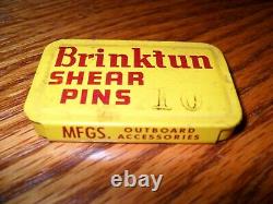 Vintage Brinktun Tin With 3 New Brass #10 Shear Pins -boat Motor Parts