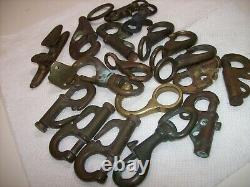 Vintage Bronze Lot of 20 Sailboat Nautical Boat Parts, Hanks, Snaps, Hooks, Cleat