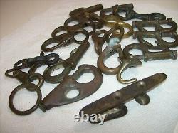 Vintage Bronze Lot of 20 Sailboat Nautical Boat Parts, Hanks, Snaps, Hooks, Cleat