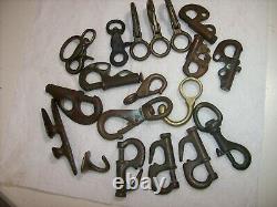 Vintage Bronze Lot of 20 Sailboat Nautical Boat Parts, Hanks, Snaps, Hooks, Cleat