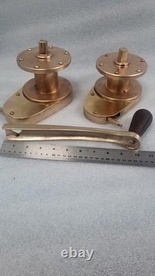 Vintage Bronze Sailboat Halyard Winch Set Of 2 Traditional Wooden Boat Parts