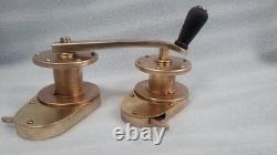 Vintage Bronze Sailboat Halyard Winch Set Of 2 Traditional Wooden Boat Parts