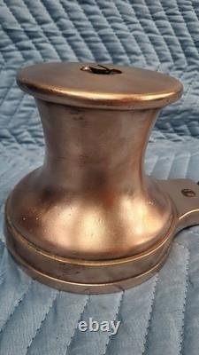 Vintage Bronze Sailboat Winch With Attached Handle 6 Bace Classic Boat Parts