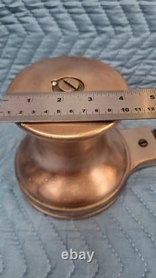 Vintage Bronze Sailboat Winch With Attached Handle 6 Bace Classic Boat Parts