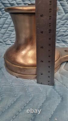 Vintage Bronze Sailboat Winch With Attached Handle 6 Bace Classic Boat Parts