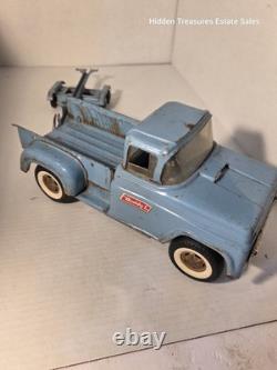 Vintage Buddy L pressed steel pickup truck original Boat trailer Blue parts Read