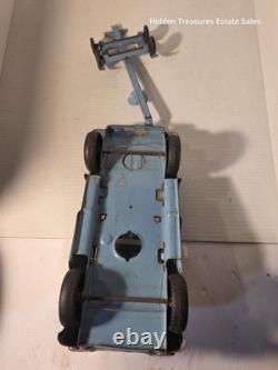 Vintage Buddy L pressed steel pickup truck original Boat trailer Blue parts Read