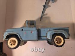 Vintage Buddy L pressed steel pickup truck original Boat trailer Blue parts Read