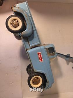 Vintage Buddy L pressed steel pickup truck original Boat trailer Blue parts Read