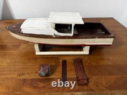 Vintage Cabin Cruiser Lobster Battery Wood Outboard Motor Speed Boat Toy Parts