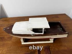 Vintage Cabin Cruiser Lobster Battery Wood Outboard Motor Speed Boat Toy Parts