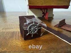 Vintage Cabin Cruiser Lobster Battery Wood Outboard Motor Speed Boat Toy Parts