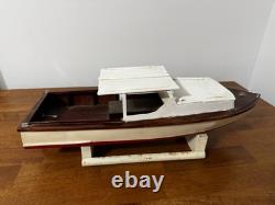 Vintage Cabin Cruiser Lobster Battery Wood Outboard Motor Speed Boat Toy Parts