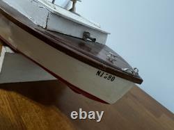 Vintage Cabin Cruiser Lobster Battery Wood Outboard Motor Speed Boat Toy Parts