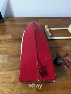Vintage Cabin Cruiser Lobster Battery Wood Outboard Motor Speed Boat Toy Parts
