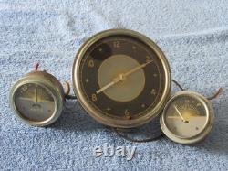 Vintage Century Speed Motor Boat Amp Fuel Gauges + Clock 1956 6V Parts or Repair