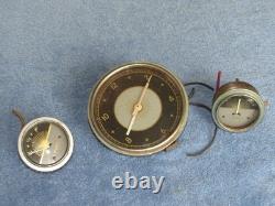 Vintage Century Speed Motor Boat Amp Fuel Gauges + Clock 1956 6V Parts or Repair