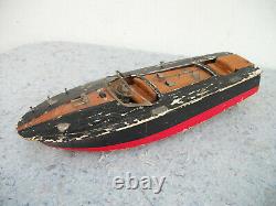 Vintage Chris Craft Wood Battery Powered RC Boat for Parts or Repair