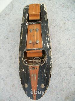 Vintage Chris Craft Wood Battery Powered RC Boat for Parts or Repair