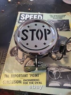 Vintage Chrome Stop Brake Light Glass Lens Motorcycle Hot Rod Rat Rod Accessory