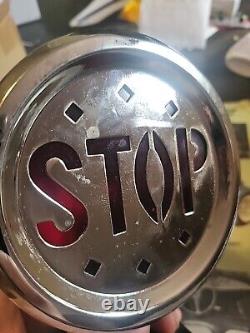 Vintage Chrome Stop Brake Light Glass Lens Motorcycle Hot Rod Rat Rod Accessory