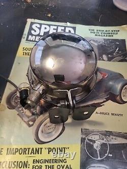 Vintage Chrome Stop Brake Light Glass Lens Motorcycle Hot Rod Rat Rod Accessory