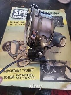 Vintage Chrome Stop Brake Light Glass Lens Motorcycle Hot Rod Rat Rod Accessory