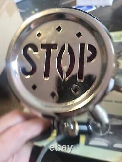 Vintage Chrome Stop Brake Light Glass Lens Motorcycle Hot Rod Rat Rod Accessory
