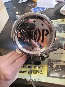Vintage Chrome Stop Brake Light Glass Lens Motorcycle Hot Rod Rat Rod Accessory