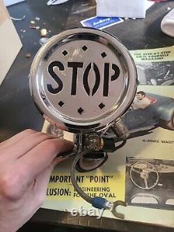 Vintage Chrome Stop Brake Light Glass Lens Motorcycle Hot Rod Rat Rod Accessory