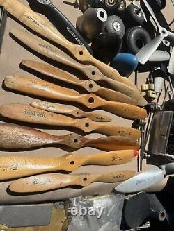 Vintage Control line airplane model parts propellers wheels rudders for boats