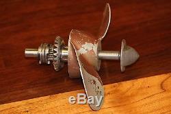 Vintage Copper Color Small Boat Propeller, Gears, Shaft, Moving Parts