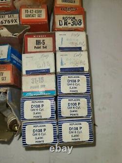 Vintage Distributor Contact Ignition Rotor Points Tune Up Parts Lot Nos & Nors