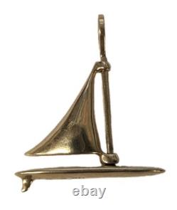 Vintage Douglas 14K Gold Nautical Sailboat Moving Sail Charm Pendant