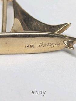 Vintage Douglas 14K Gold Nautical Sailboat Moving Sail Charm Pendant