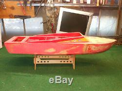 Vintage Dumas Wooden RC Speed Boat unfinished for parts or repair